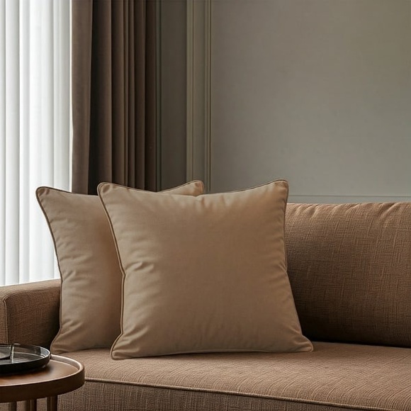 Other - A1HC Set of 2 Luxurious Throw Pillow Covers Hidden Zipper - 24x24 Pack of 2)Tan